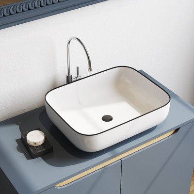 Livingandhome Minimalist White Rectangle Ceramic Bathroom Counter Top ...