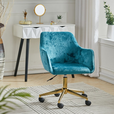 Livingandhome Mint Green Ice Velvet Upholstered Swivel Office