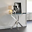 Livingandhome Modern and Futuristic Clear Glass Top Coffee End Table with Chrome Legs