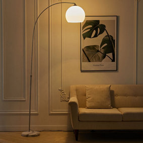Livingandhome Modern Arched Height Adjustable Floor Lamp with Marble Base 145 to 220CM