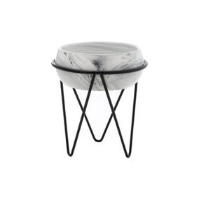 Livingandhome Modern Ceramic Tabletop Planter with Black Metal Stand  125 x 165 mm