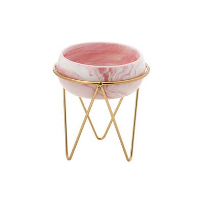 Livingandhome Modern Ceramic Tabletop Planter with Gold Metal Stand 125 x 165 mm