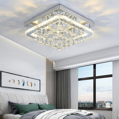 Livingandhome Modern Fancy Crystal LED Flush Mount Ceiling Light
