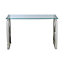 Livingandhome Modern Glass Rectangular Tempered Glass Side Table with Chrome Legs 120x40CM