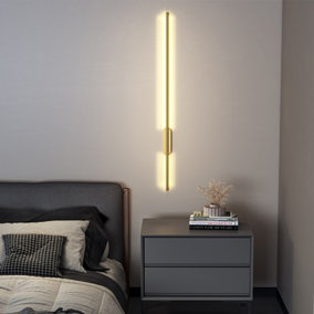Livingandhome Modern Gold Linear Long Tube Aluminum LED Indoor Wall Light Wall Sconce 100cm Warm Light