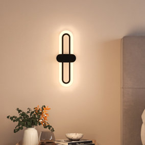 Livingandhome Modern Oval LED Wall Light with Acrylic Shade 40cm Warm Light