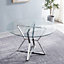 Livingandhome Modern Round Dining Table with Glass Top Dia 120cm