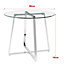 Livingandhome Modern Round Dining Table with Tempered Glass Top Dia 90CM