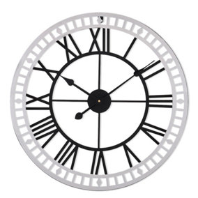Livingandhome Modern Round Large Metal Decorative Wall Clock with Roman Numerals 80 cm