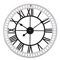 Livingandhome Modern Round Large Metal Decorative Wall Clock with Roman Numerals 800 mm