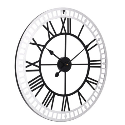 Livingandhome Modern Round Large Metal Decorative Wall Clock with Roman Numerals 800 mm