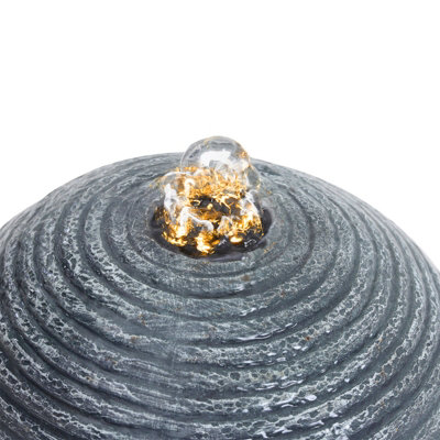 Livingandhome Modern Style Outdoor Trapezoidal Water Polo Fountain with Warm Light for Garden
