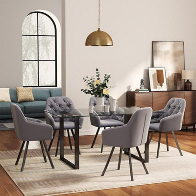 Livingandhome Modern Tempered Glass Dining Table with Chrome Base DIY