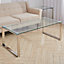 Livingandhome Modern Tempered Glass End Table with Chrome Base