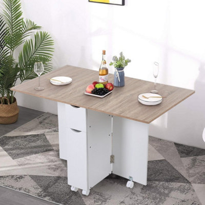 Livingandhome Multipurpose Folding Dining Table with 2 Drawers | DIY at B&Q