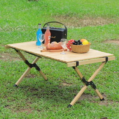 Folding wooden sales camp table