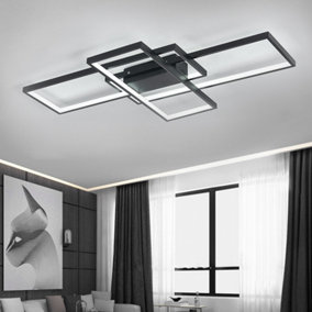Livingandhome Neutral Style Rectangular LED Semi Flush Ceiling Light 110 cm Cool White