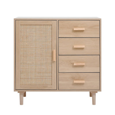 Livingandhome Oak Effect Storage Bedroom Dresser Clothes Cabinet