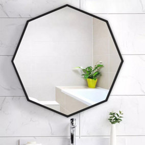 Livingandhome Octagonal Wall Mounted Framed Bathroom Mirror Vanity Mirror For Dressing Table 55 cm