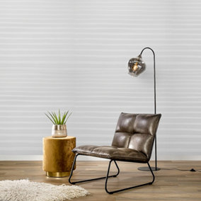 Livingandhome Off White Modern Metallic Stripes Flocked Non Woven Wallpaper Roll 950cm