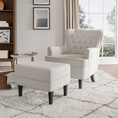 White store tufted armchair