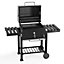 Livingandhome Outdoor Barbecue Charcoal BBQ Grill Stove Smoker Built in Thermometer with Wheels