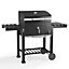 Livingandhome Outdoor Barbecue Charcoal BBQ Grill Stove Smoker Built in Thermometer with Wheels