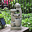 Livingandhome Outdoor Decor Meditating Buddha LED Lighted Zen Water Fountain