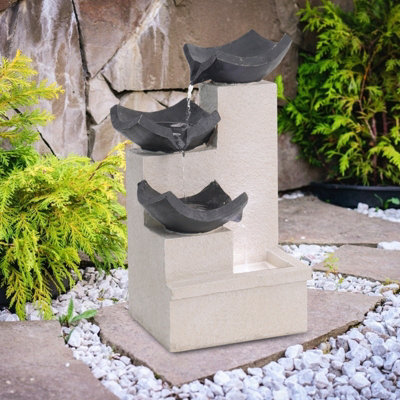 Livingandhome Outdoor Electric Water Feature Fountain with Light for Garden
