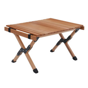 Livingandhome Outdoor Foldable Low Wooden Table with Carrying Bag for Picnic and Camping 60cm W x 45cm D x 34cm H