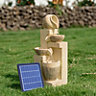 Livingandhome Outdoor Fountain Garden Solar LED Light Bowl Statue