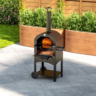 Livingandhome Outdoor Freestanding Large Stainless Steel Pizza Oven with  Wheels and Chimney | DIY at Bu0026Q