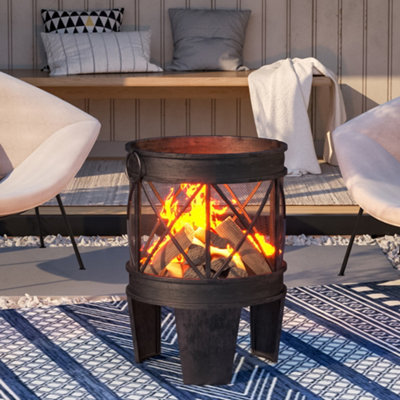 Livingandhome Outdoor Iron Fire Pit Garden BBQ Wood Burner | DIY at Bu0026Q
