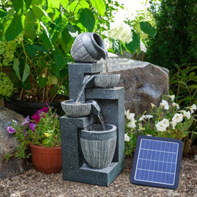 Livingandhome Outdoor LED Water Fountain Rockery Decor with Pump Solar Power