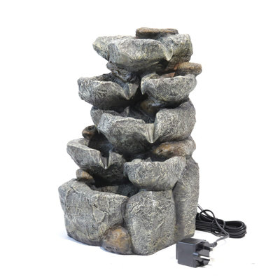 Livingandhome Outdoor LED Waterfall Rockery Garden Decor Electric Fountain Water Feature 49 cm