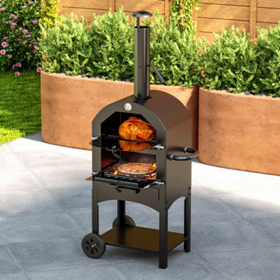 Livingandhome Outdoor Potable Freestanding Large Stainless Steel Pizza Oven  with Square Cordierite Pizza Stone | DIY at Bu0026Q