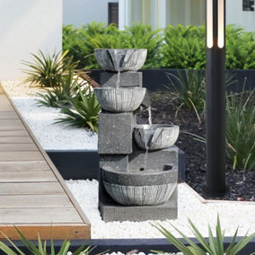 Livingandhome Outdoor Solar Power Garden Water Feature Fountain Rockery Decor 465 mm