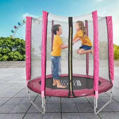 Livingandhome Outdoor Trampoline with Safety Enclosure for Kids ...