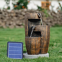 Livingandhome Outdoor Water Feature Garden Water Fountain Rockery Decor Solar Powered