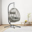 Livingandhome PE Rattan Egg Swing Chair Garden Relaxing Hammock with Cushions
