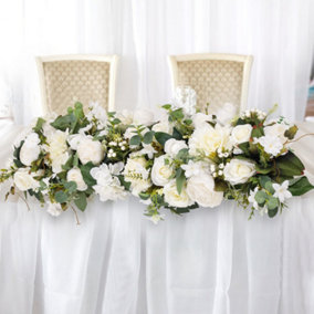 Livingandhome Peony Rose Wedding Aisle Flowers Artificial Silk Row Decor 100 x 25 x 16 cm