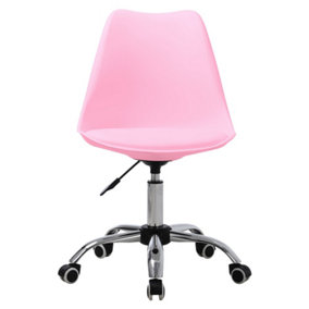 Livingandhome Pink Adjustable PU Padded Swivel Office Chair