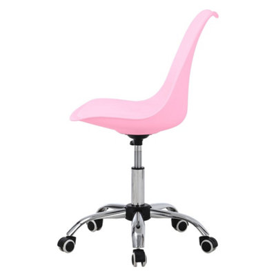 Livingandhome Pink Adjustable PU Padded Swivel Office Chair DIY