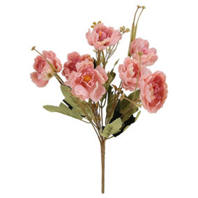 Livingandhome Pink Artificial Peony Flower Lifelike Bouquet Home decoration