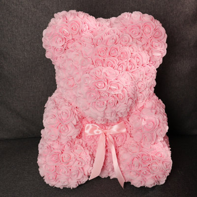 Livingandhome Pink Artificial Rose Teddy Bear Festivals Gift with Box ...