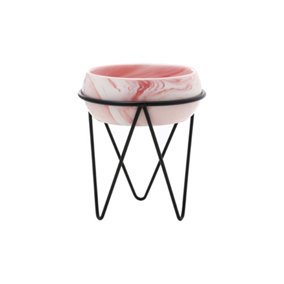 Livingandhome Pink Ceramic Tabletop Plant Pot with Black Metal Stand 125 x 165 mm