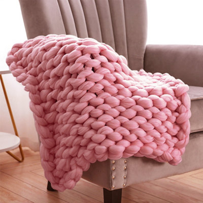 Pink chunky knit online throw