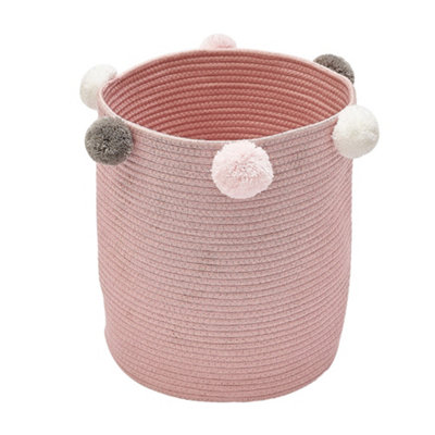 Livingandhome Pink Cotton Rope Woven Laundry Basket Laundry Hamper