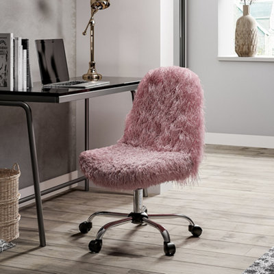 Pink faux best sale fur office chair