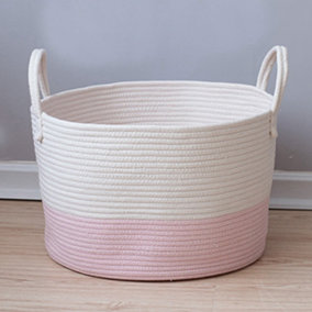 Livingandhome Pink Folding Cotton Laundry Basket Laundry Hamper Storage Bag